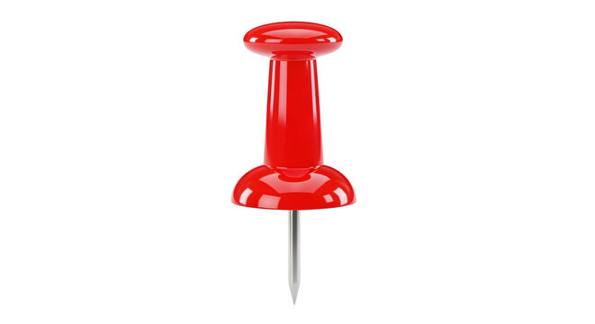 Red Push Pin isolated on transparent background