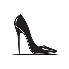 Simple Stiletto Logo – Flat Black Icon Illustration
