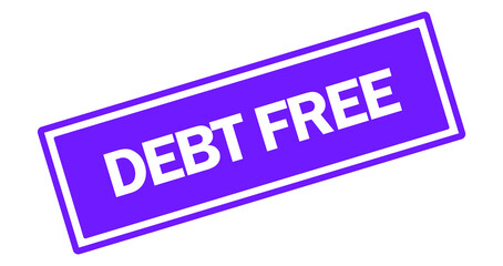 purple debt free rectangular stamp. debt free sign on transparent background
