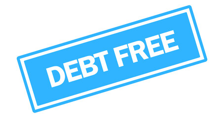 blue debt free rectangular stamp. debt free sign on transparent background

