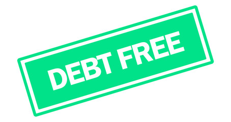 turquoise debt free rectangular stamp. debt free sign on transparent background

