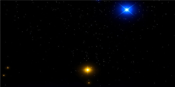 Abstract dark blue space background with glowing particles and starry dust for text