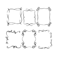 Hand-drawn decorative frames and borders set vector