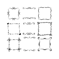 Hand drawn doodle style borders and dividers vector set