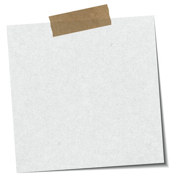 White paper reminder, sticky note with adhesive tape and shadow.