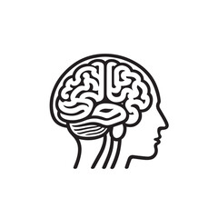 Minimalist Brain Vector Clean Line Art Icon for Science and Intelligence Concepts
