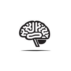 Minimalist Brain Vector Clean Line Art Icon for Science and Intelligence Concepts

