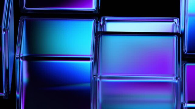 Abstract animation, background design with glass cubes, 4k seamless looped video, 3d render
