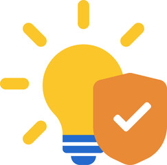 Brilliant idea protection: Light bulb with shield symbolizing innovation security