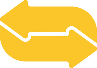 Abstract yellow arrows graphic illustration conveying exchange and circulation concept