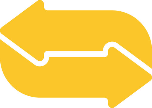 Abstract yellow arrows graphic illustration conveying exchange and circulation concept