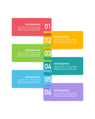 Six Steps Vertical Infographic Template for Business Process and Workflow. Presentation, Banner and Plan. Vector illustration.