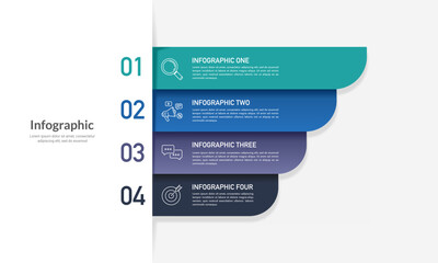 Winged infographic with 4 options to success. Presentation, banner, report, plan and strategy. Vector illustration.
