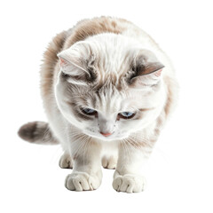 Curious Cat Sniffing on Transparent Background,No Shadow