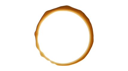 A brown liquid forms a ring shape on a dark background.