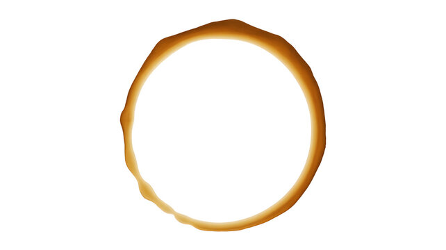 A brown liquid forms a ring shape on a dark background.