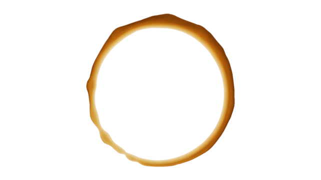 A brown liquid forms a ring shape on a dark background.