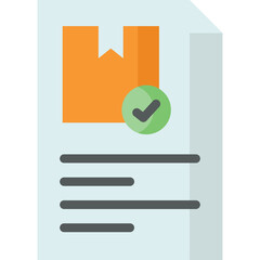 Document with Orange Package Icon and Green Check Mark on Transparent Background
