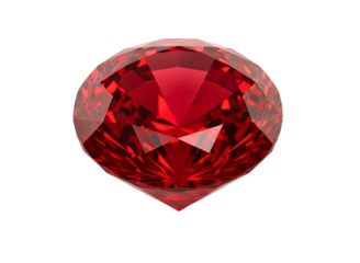 Brilliant red gemstone isolated on transparent background