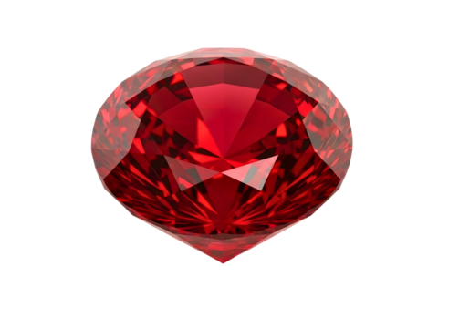 Brilliant red gemstone isolated on transparent background