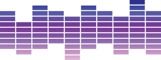 "Gradient equalizer bar pattern in modern style. Vibrant audio level graphic for music visuals. Ideal abstract sound design element for digital media projects."