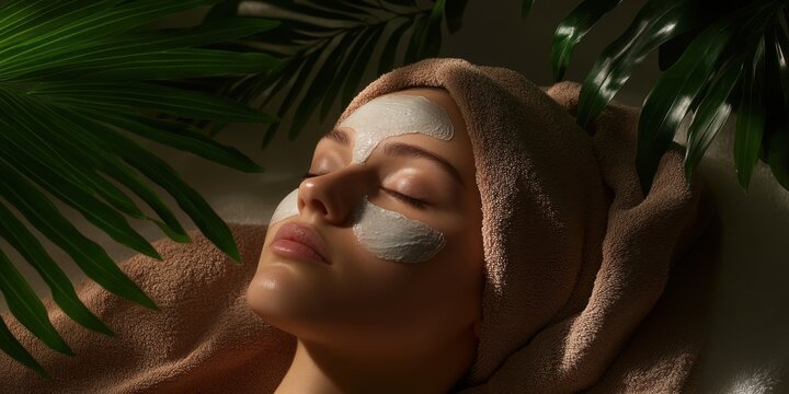 Relaxing face mask spa treatment with natural elements - Powered by Adobe
