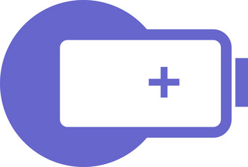 Simple purple battery icon representing charging energy and power source