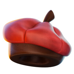 beret artist 3d render icon, hat illustration