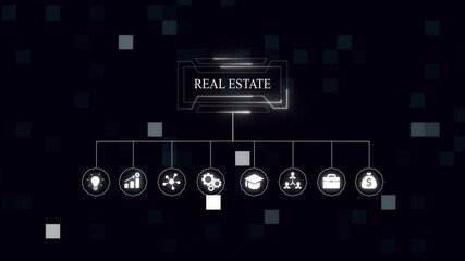 Real Estate concept. performance metrics and business insights from large data sets, network, business growth, Interface technology