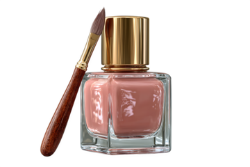 Elegant nail polish bottle with a brush, perfect for beauty blogs and cosmetic ads. Showcase sophisticated style and luxurious self care with this modern design.