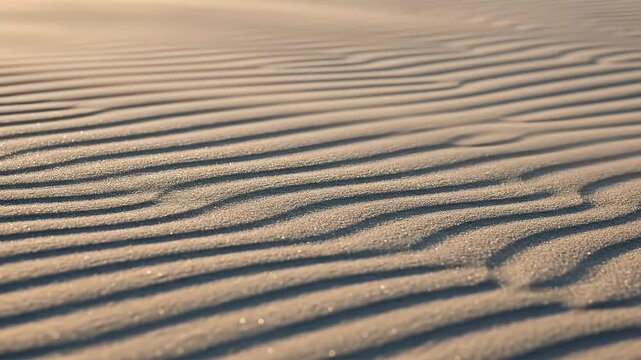 Close-up of gentle sand ripples in a serene desert landscape.