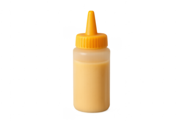 Squeeze bottle of cheese sauce condiment transparent background