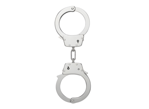 Metal handcuffs isolated on transparent background