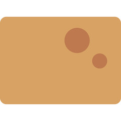 Brown rectangular shape with rounded corners and two circular brown spots on the right side on a transparent background simple graphic element