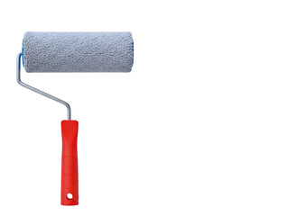 Paint roller with red handle isolated on transparent background