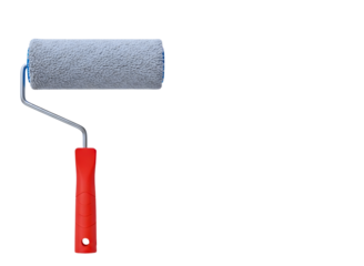 Paint roller with red handle isolated on transparent background