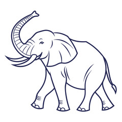 Minimalist Elephant Line Icon Vector - Simple Geometric Outline Animal Symbol for Logo and UI Design
