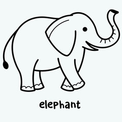 Obraz premium Simple Stylized Blue Elephant Illustration with Text - Minimalist Cartoon Vector Icon for Kids Education or Logo 