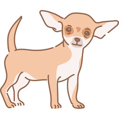 Charming Chihuahua Dog with Big Ears Standing on Transparent Background Adorable Pet Illustration for Digital Use