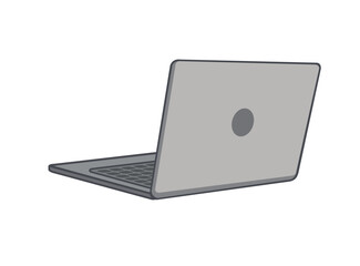 Laptop isolated on white, side back view, vector illustration