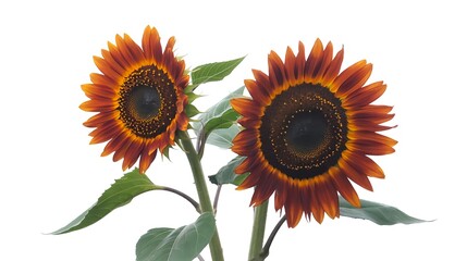Obraz premium Striking sunflowers with unique orange petals create a vibrant, warm floral design, perfect for adding a touch of nature and cheer to any project