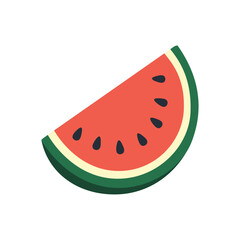 Slice of watermelon isolated on white, vector illustration