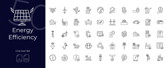 Energy Efficiency Line Editable Icons set