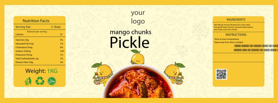 mango pickle, Food label, design, Packing Design 