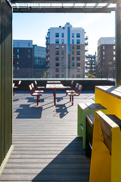 Corporate visual of urban park playground architecture amid landscape and community recreation in Oslo Norway, emphasizing modern design within Loren Aktivitetspark environments