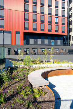 Strategic corporate imagery of urban park playground architecture and landscape enhancing community recreation in Oslo Norway through the modern design identity of Loren Aktivitetspark