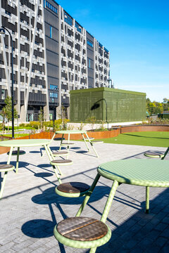 Urban park playground architecture integrated with landscape and community recreation in Oslo Norway, presenting modern design features ideal for commercial visuals at Loren Aktivitetspark