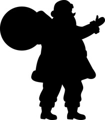 Santa Claus silhouette carrying gift sack giving thumbs up for crafts