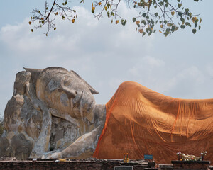 Statue of reclining Buddha in Ayutthaya, Thailand