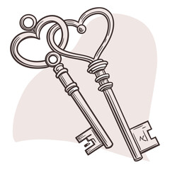 2 keys heart-shaped 